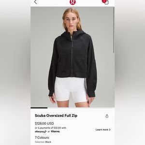 Lululemon Scuba Oversized Full Zip XL/XXL IN BLACK